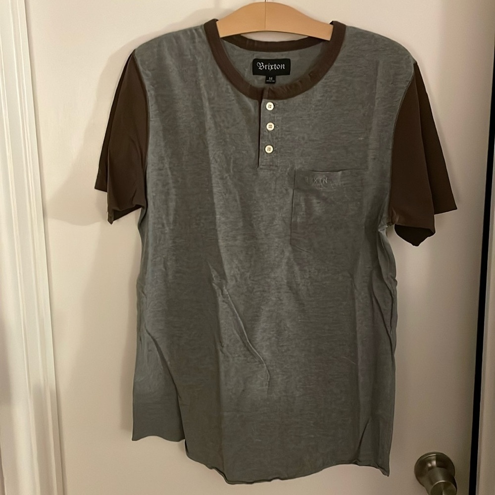 Brixton Gray and Brown Short Sleeve Tee